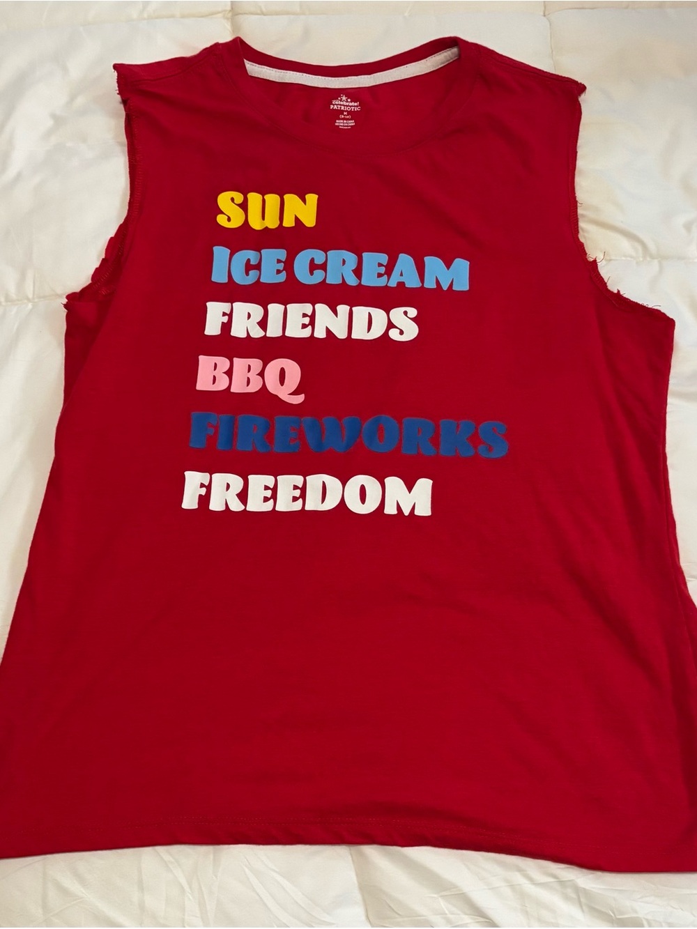 Red Graphic Tank Top - Sun Ice Cream Friends BBQ Fireworks Freedom